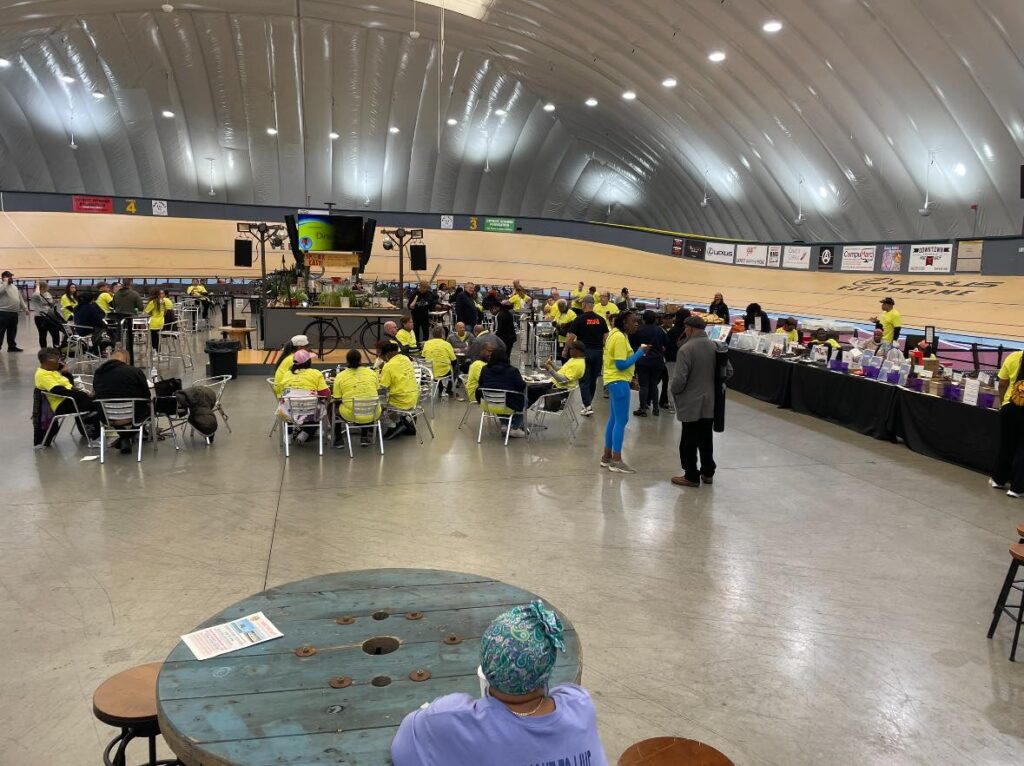 Expansive view of the LEXUS Velodrome showing a lot of the walkers and volunteers at the GDABIV 5K Walk.