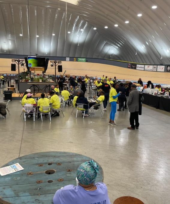 Expansive view of the LEXUS Velodrome showing a lot of the walkers and volunteers at the GDABIV 5K Walk.